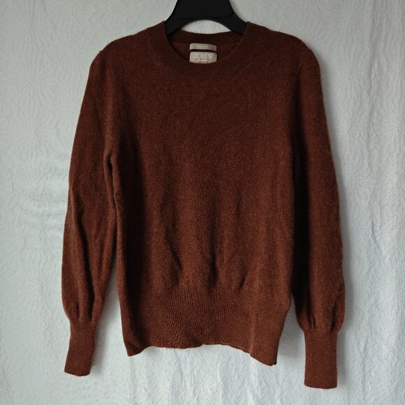 J. CREW Cashmere Classic-fit Crewneck Sweater Brown Size Small - Picture 1 of 11
